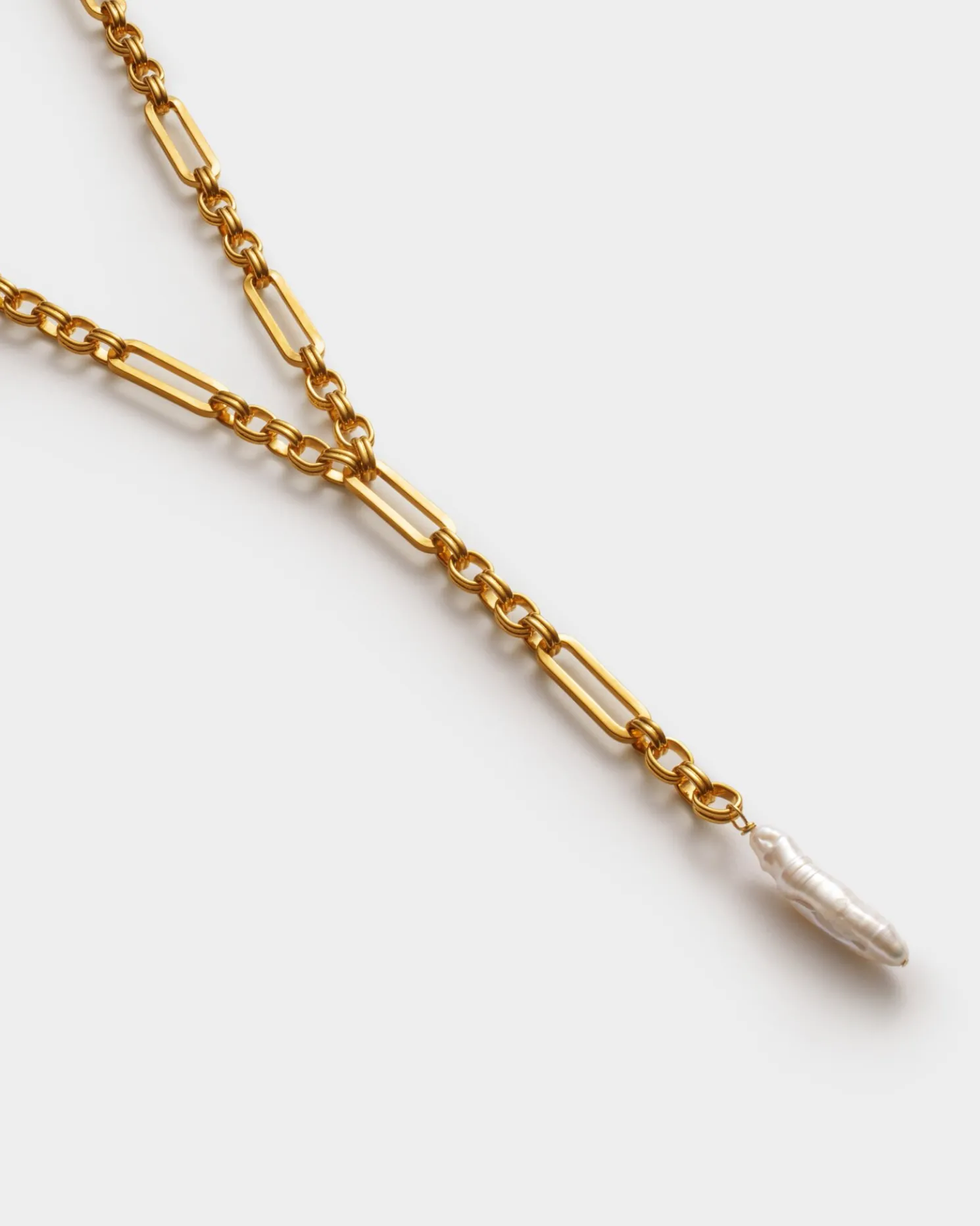 Allure Waterproof Gold Pearl Lariat Necklace