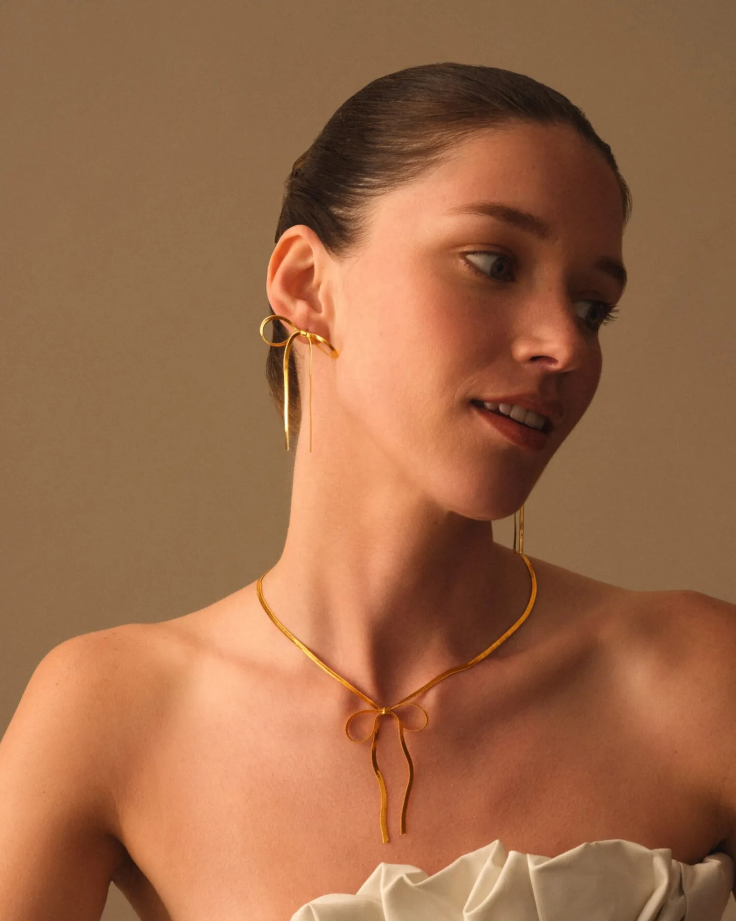 Amelie Waterproof Gold Bow Oversized Earrings