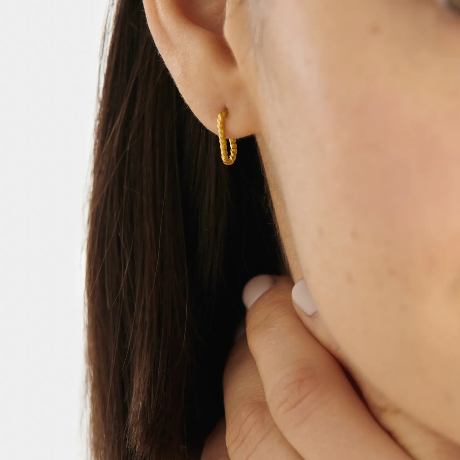 Celine Waterproof Gold Rope Hoop Earrings