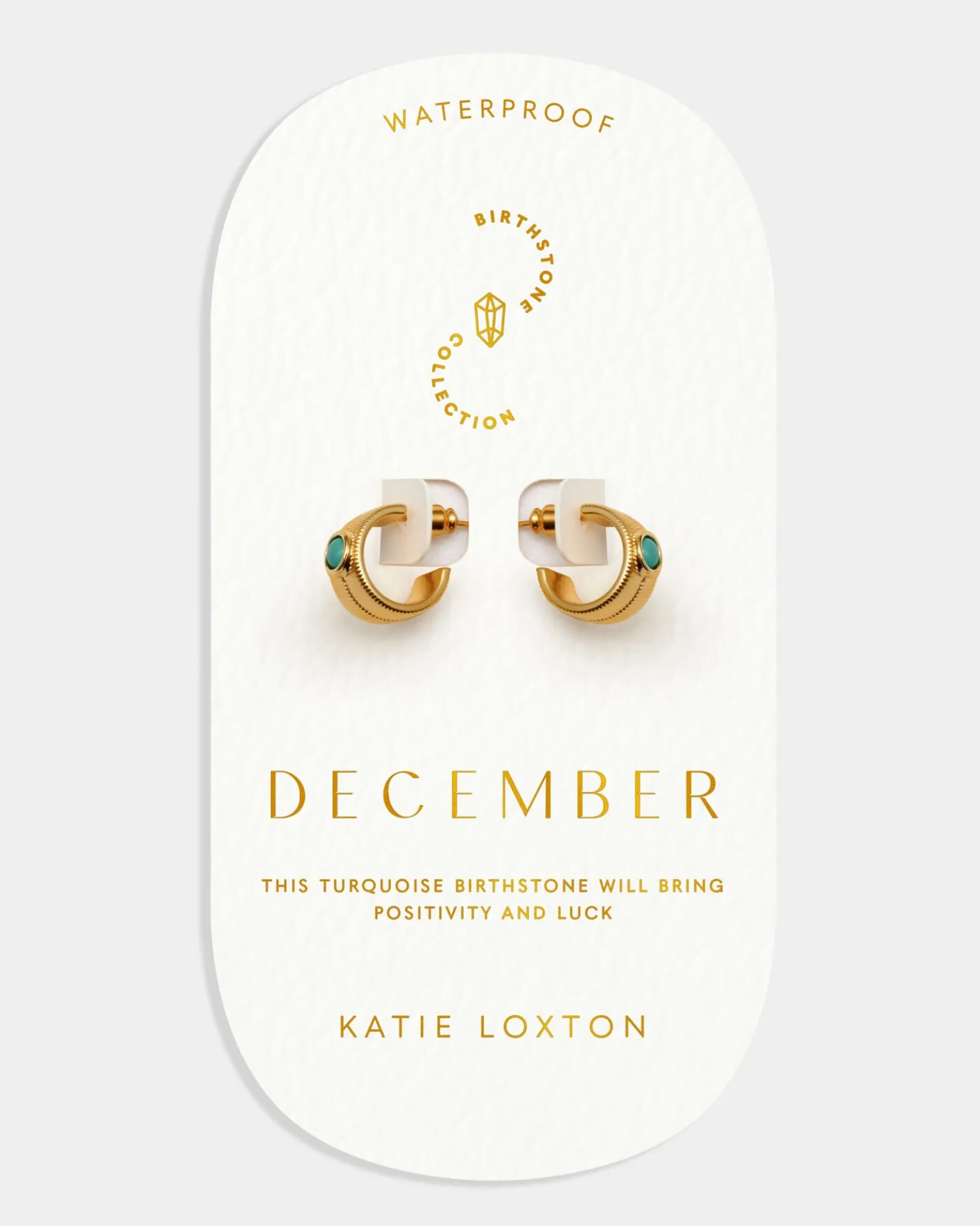December' Waterproof Gold Birthstone Hoop Earrings