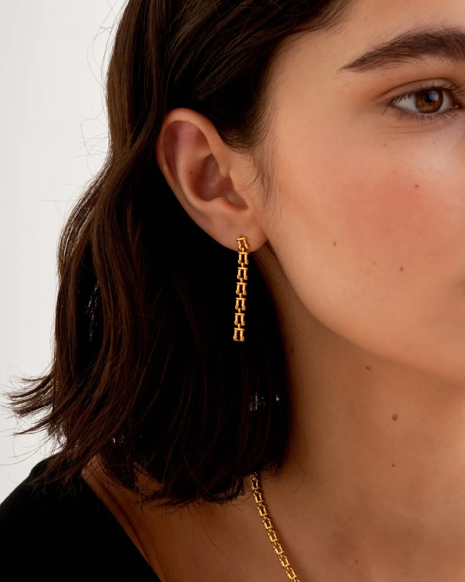 Grecian Waterproof Gold Link Multi-Wear Earrings