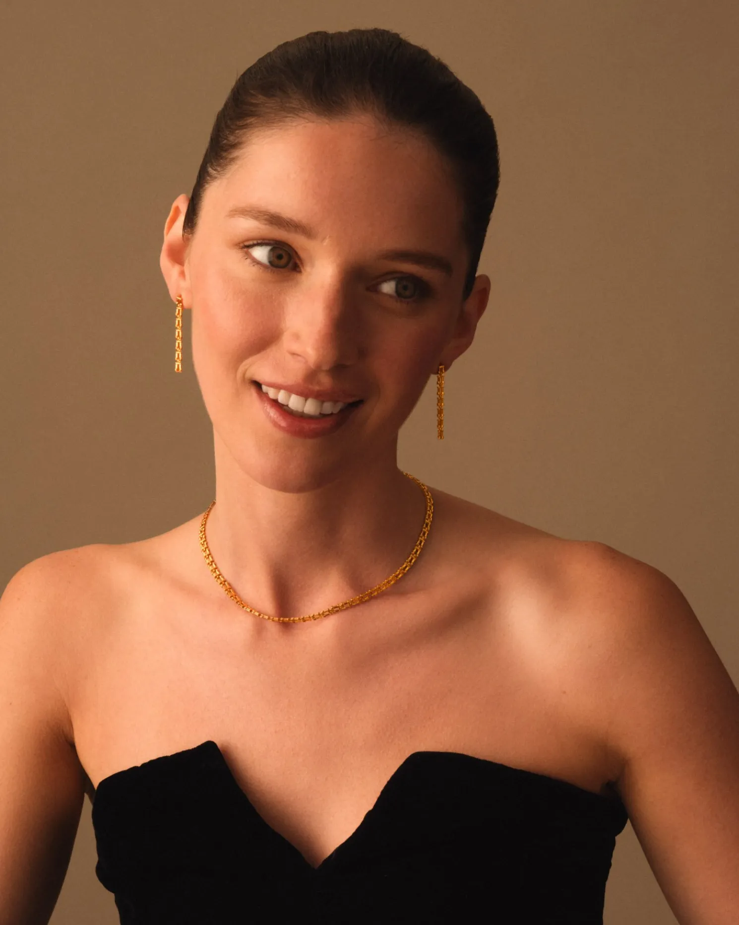 Grecian Waterproof Gold Link Multi-Wear Earrings