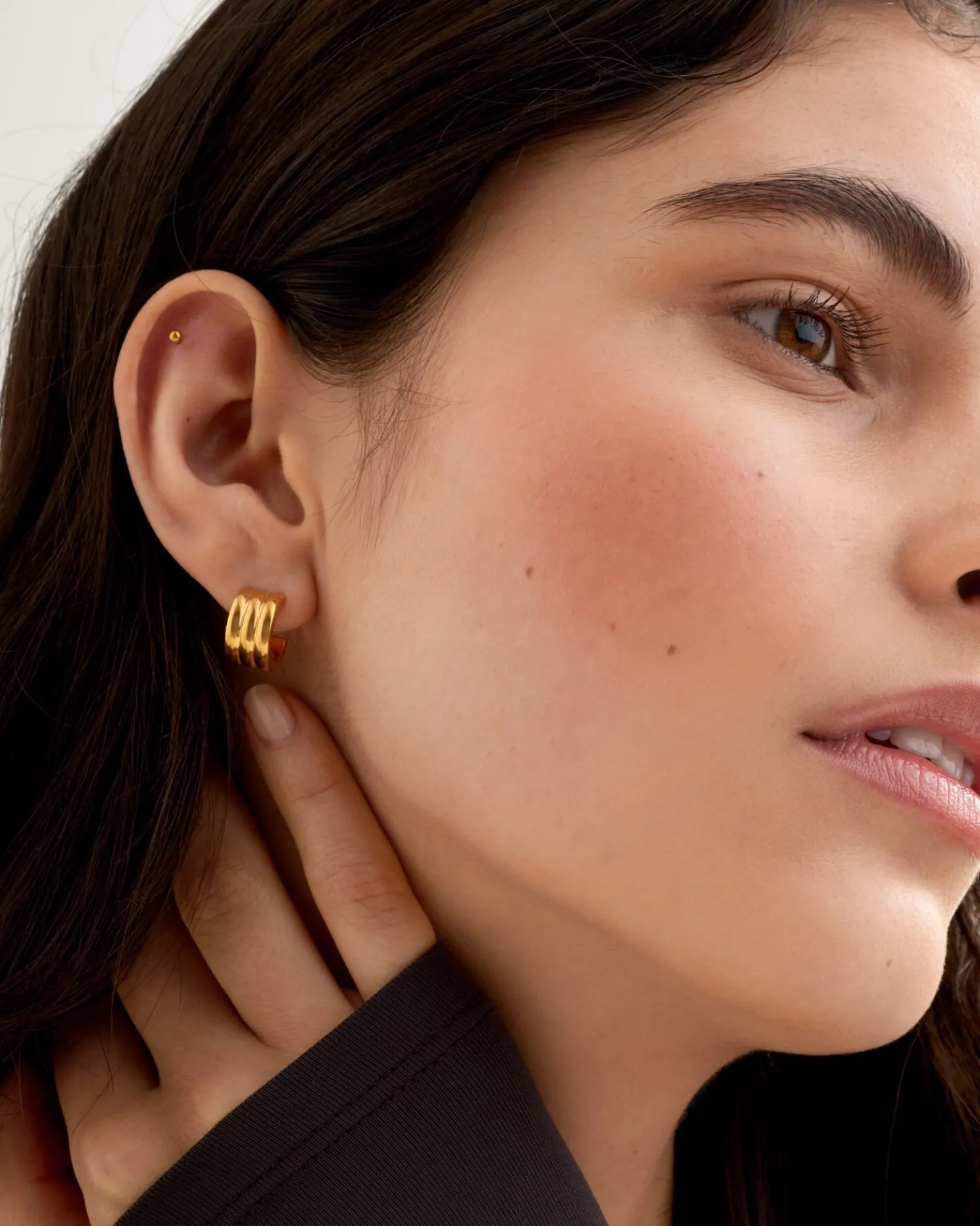 Hanna Waterproof Gold Huggie Hoop Earrings