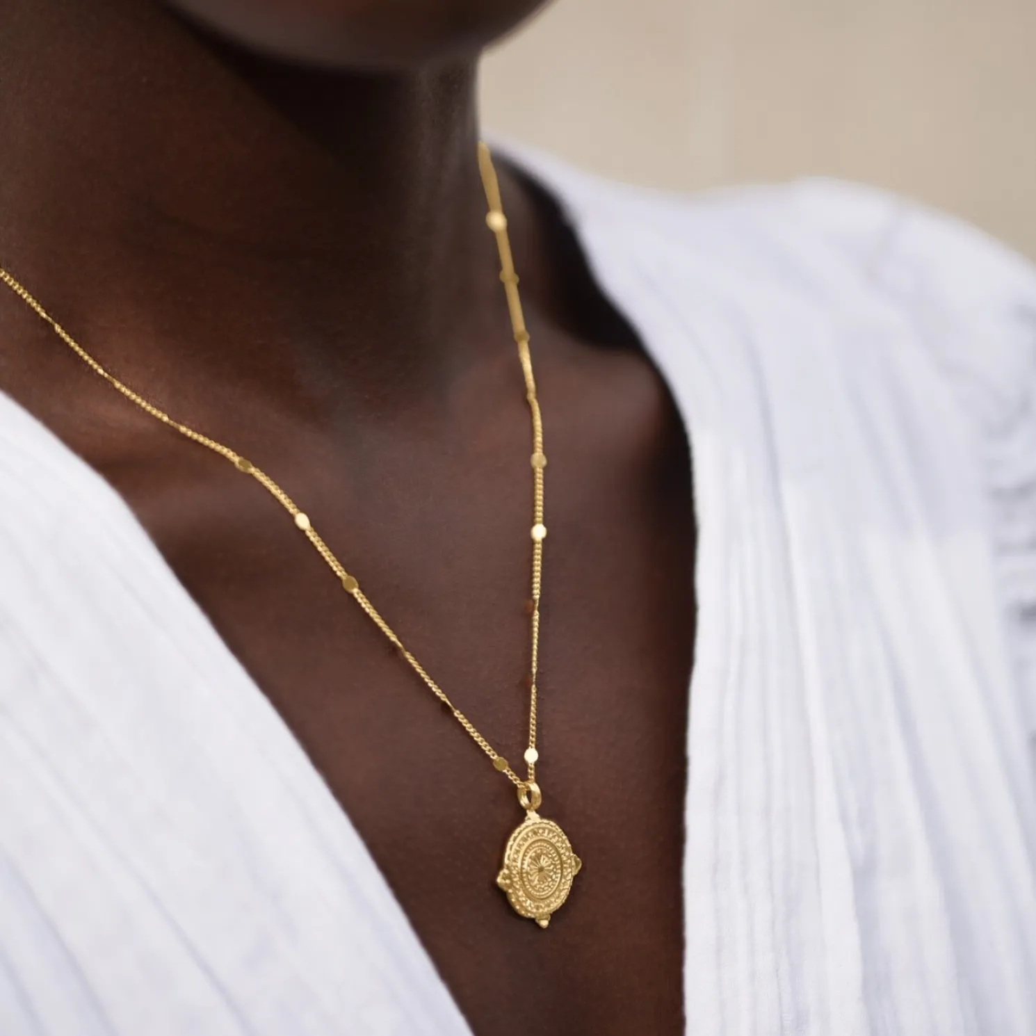 Happiness' Waterproof Gold Antique Coin Necklace