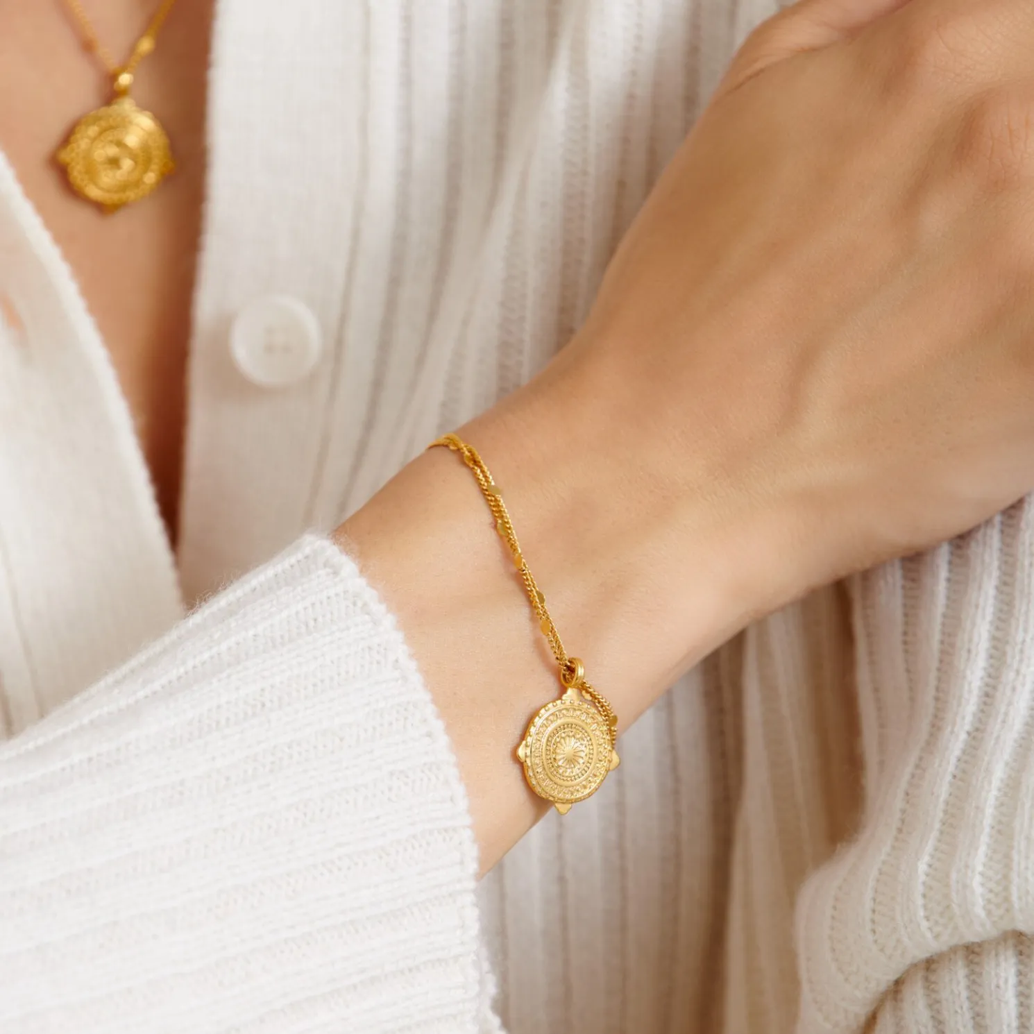 Happiness' Waterproof Gold Antique Coin Bracelet