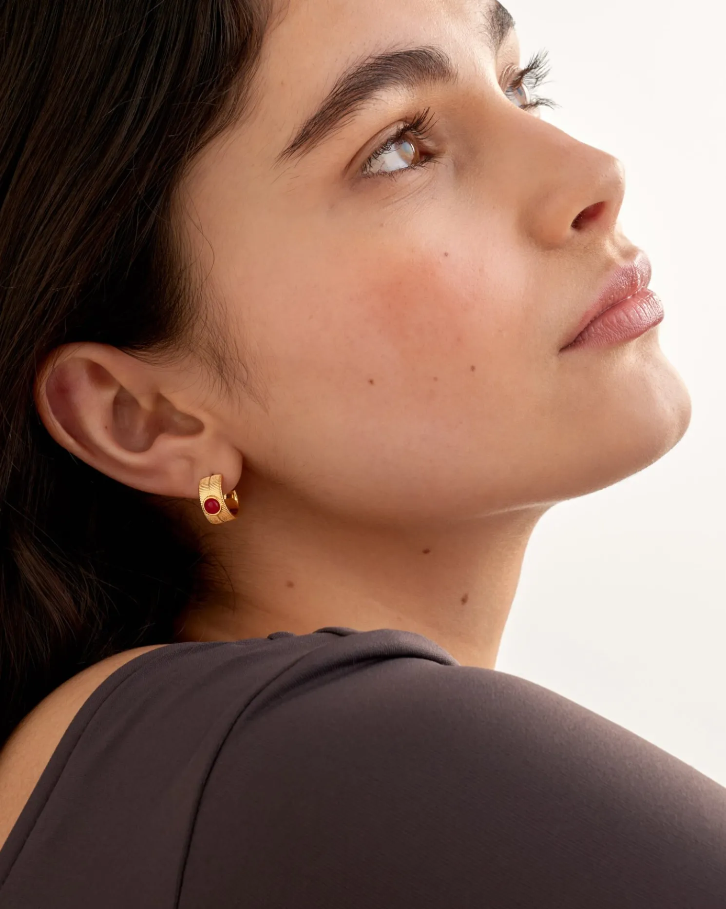 January' Waterproof Gold Birthstone Hoop Earrings