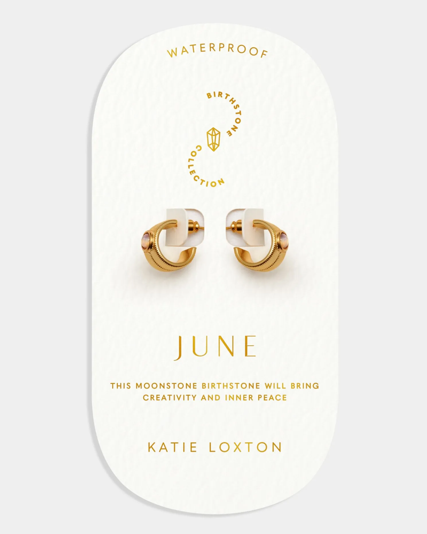 June' Waterproof Gold Birthstone Hoop Earrings