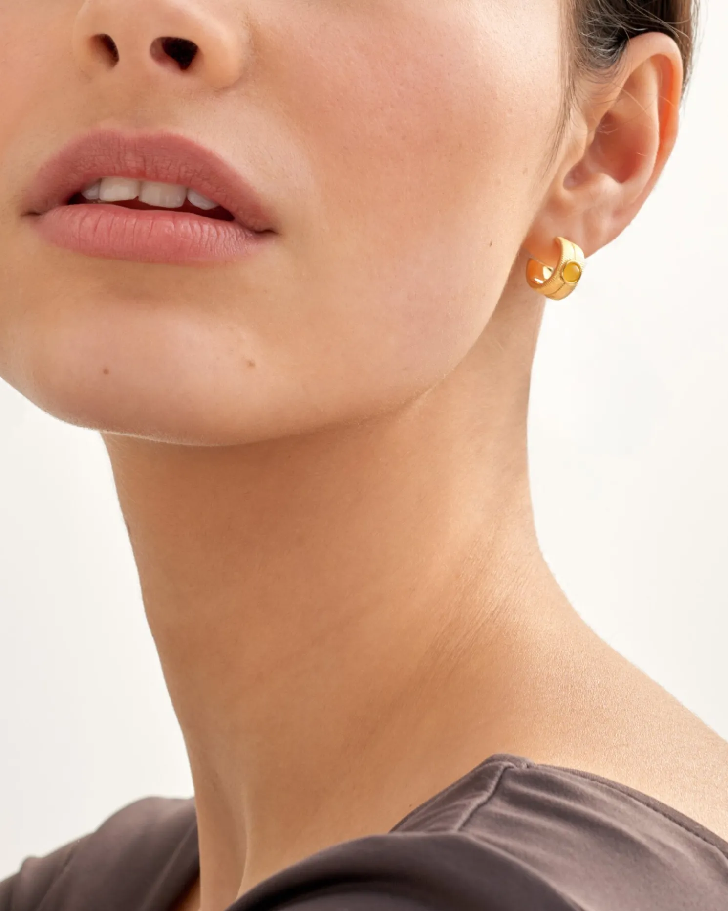 November' Waterproof Gold Birthstone Hoop Earrings