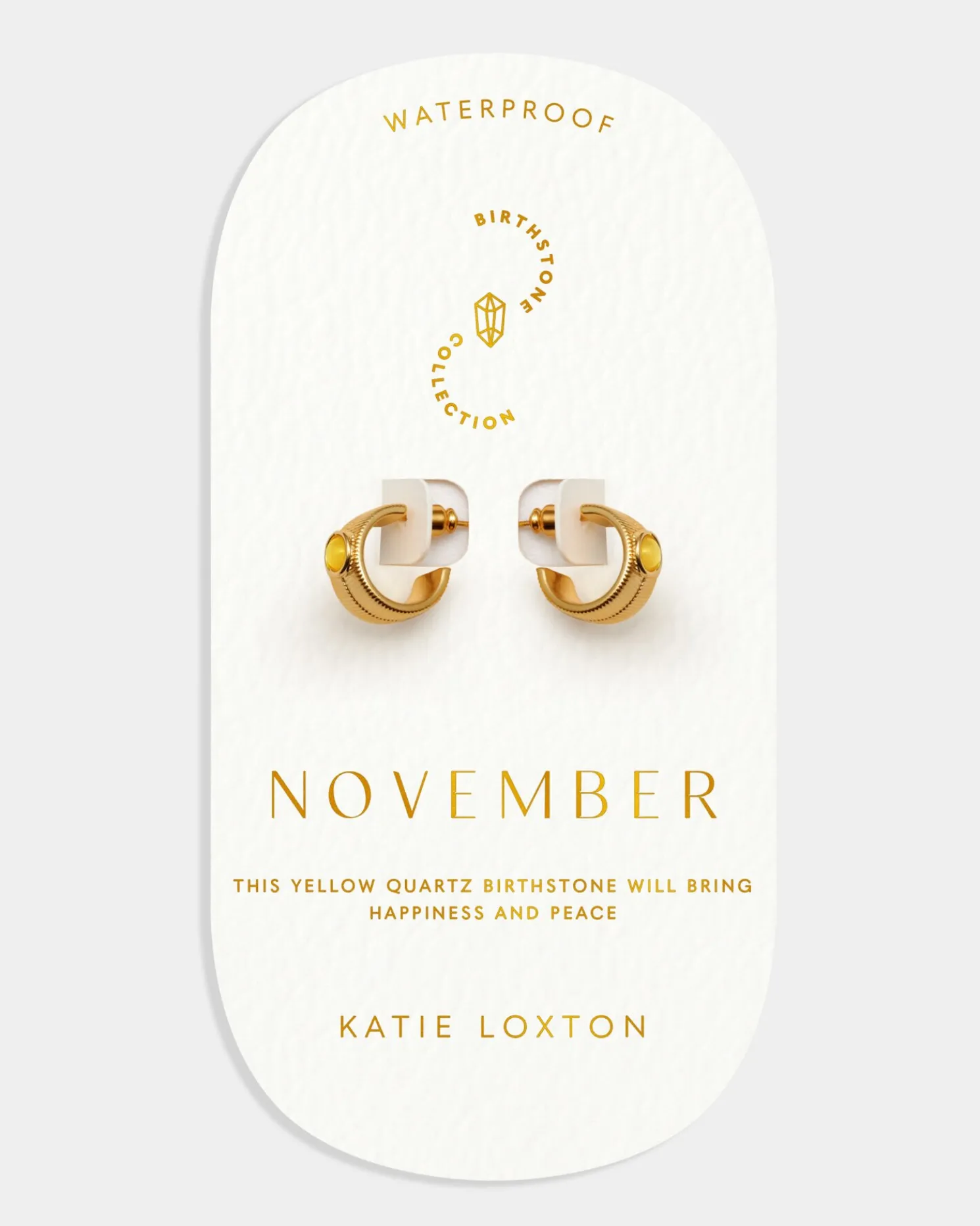 November' Waterproof Gold Birthstone Hoop Earrings