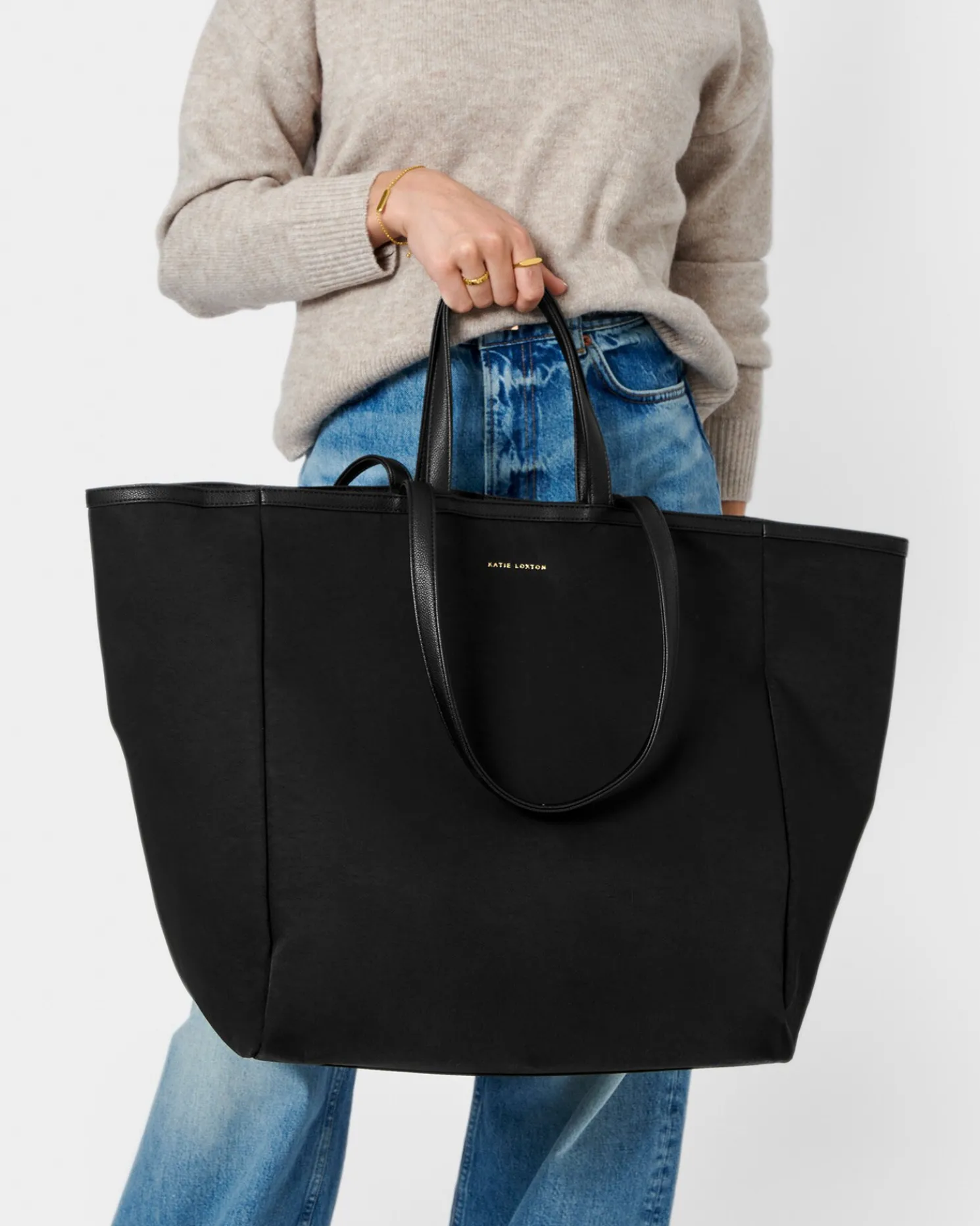 Nylon-Luxe Oversized Tote Bag