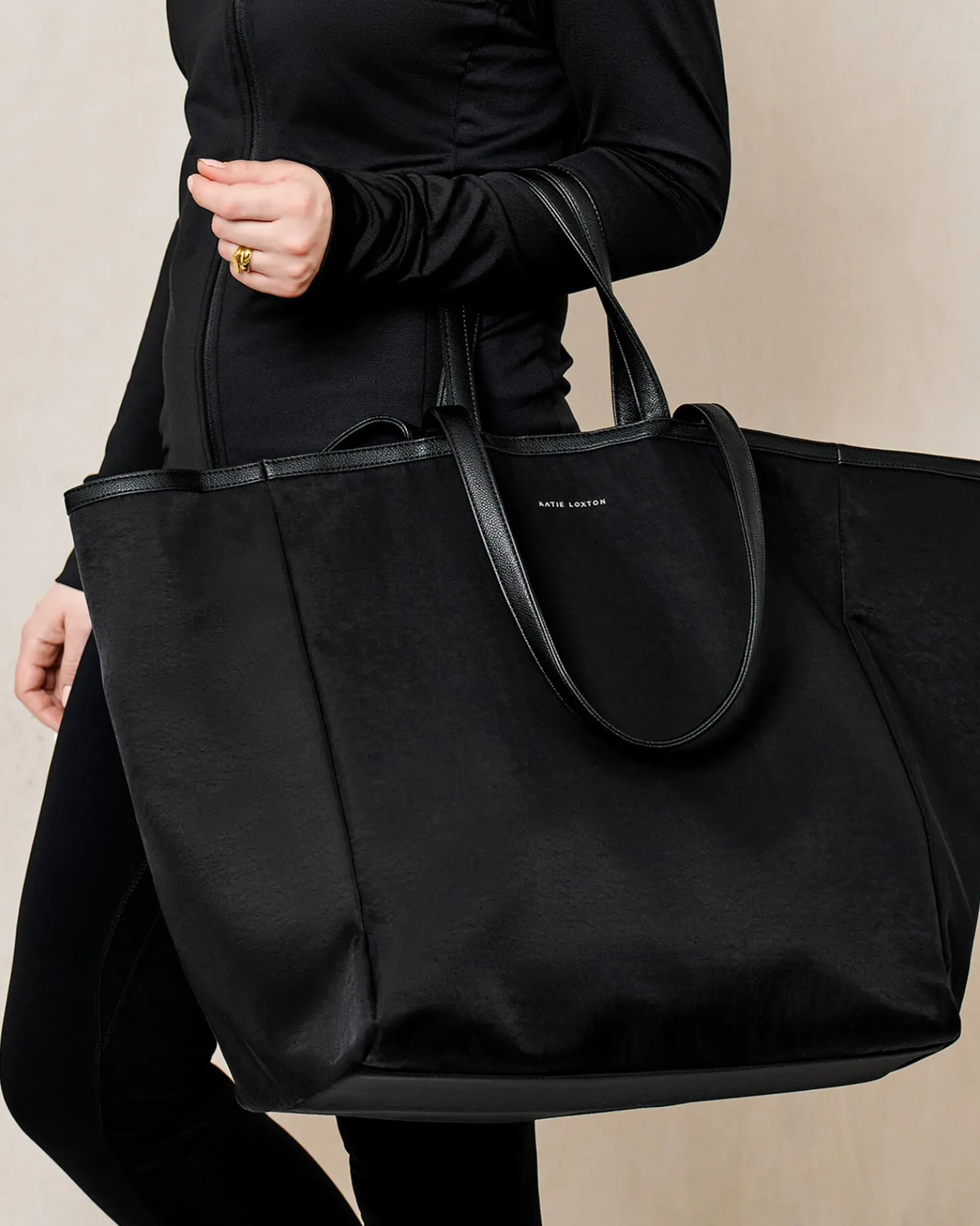 Nylon-Luxe Oversized Tote Bag