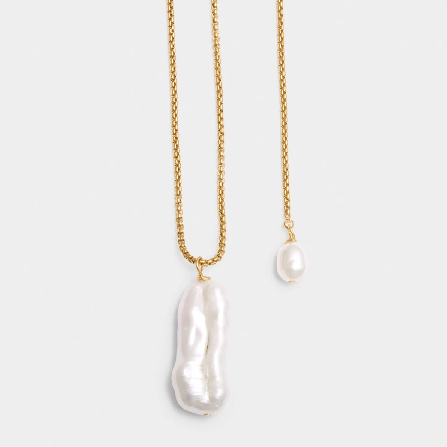 Pearl Lustre Waterproof Gold Lariat Necklace