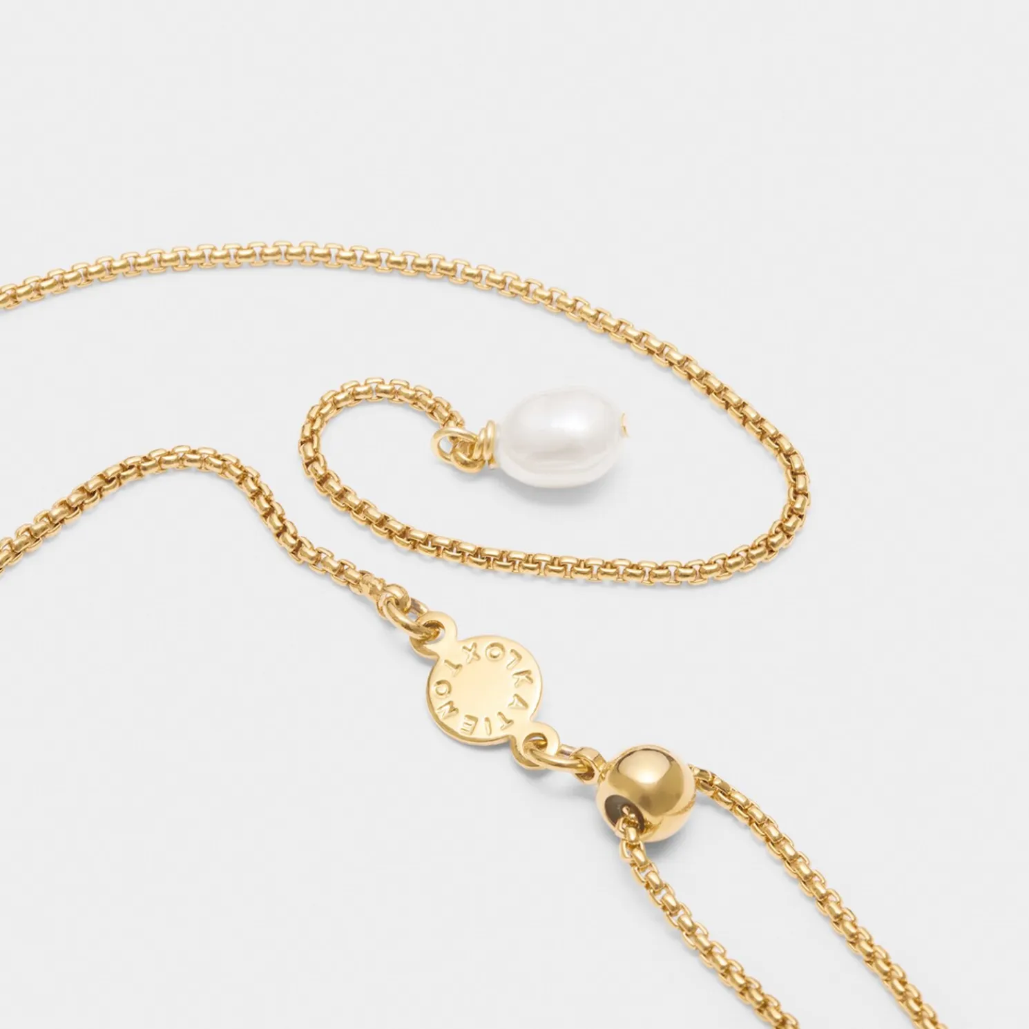Pearl Lustre Waterproof Gold Lariat Necklace