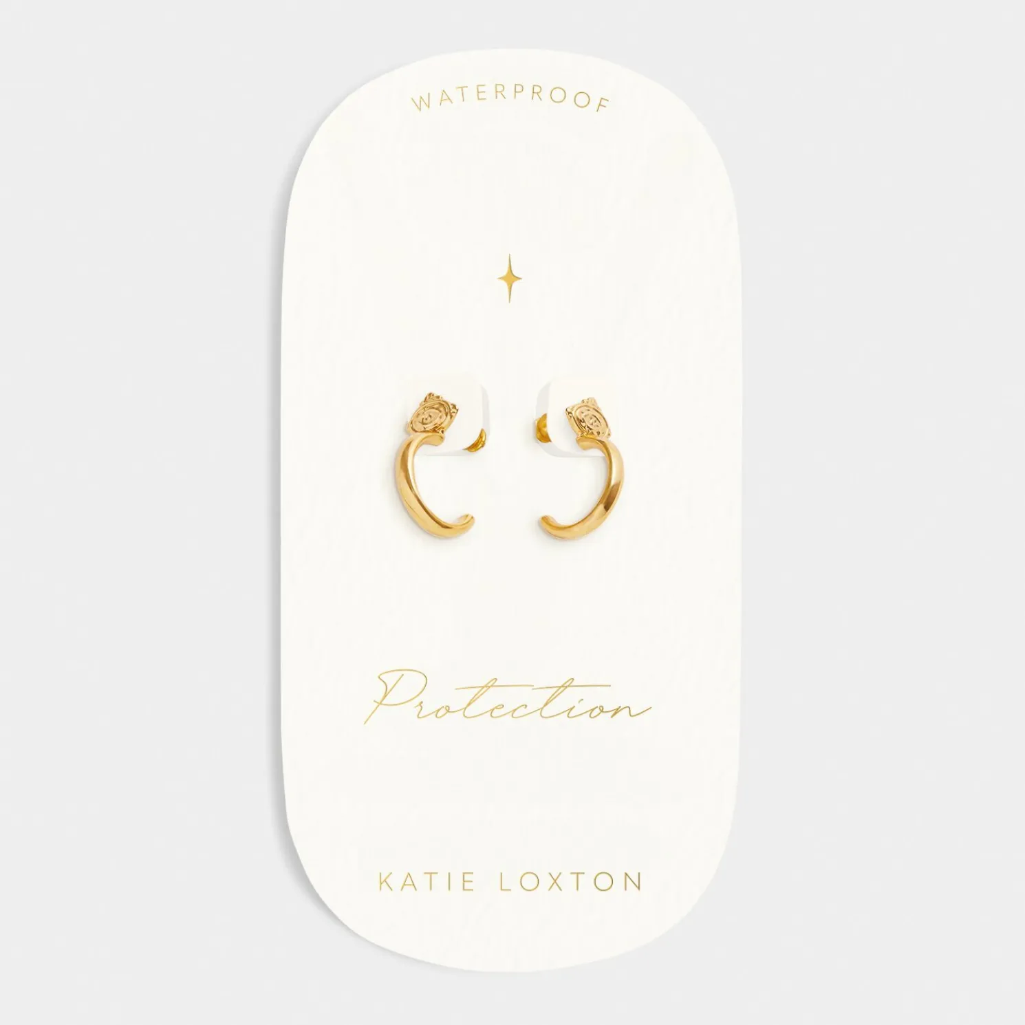 Protection' Waterproof Gold Charm Hoop Earrings