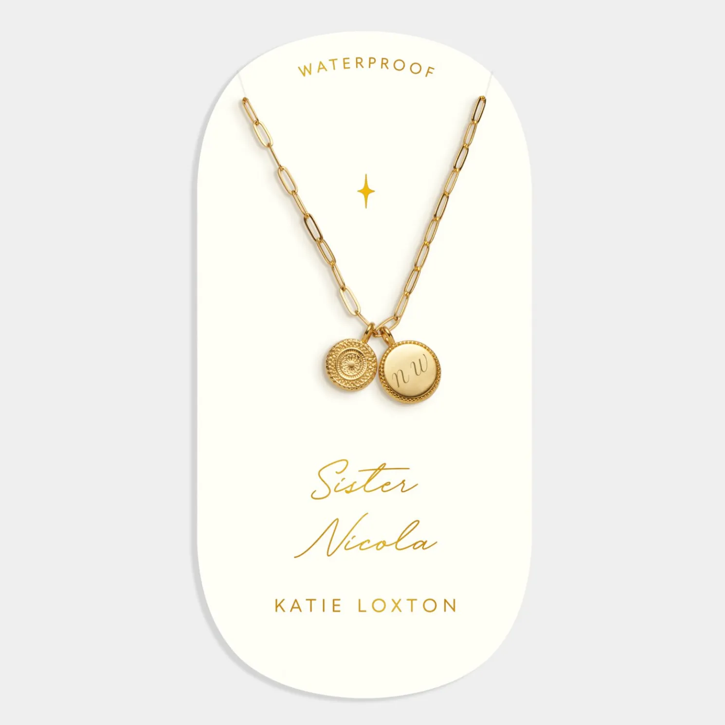 Sister' Waterproof Gold Charm Necklace