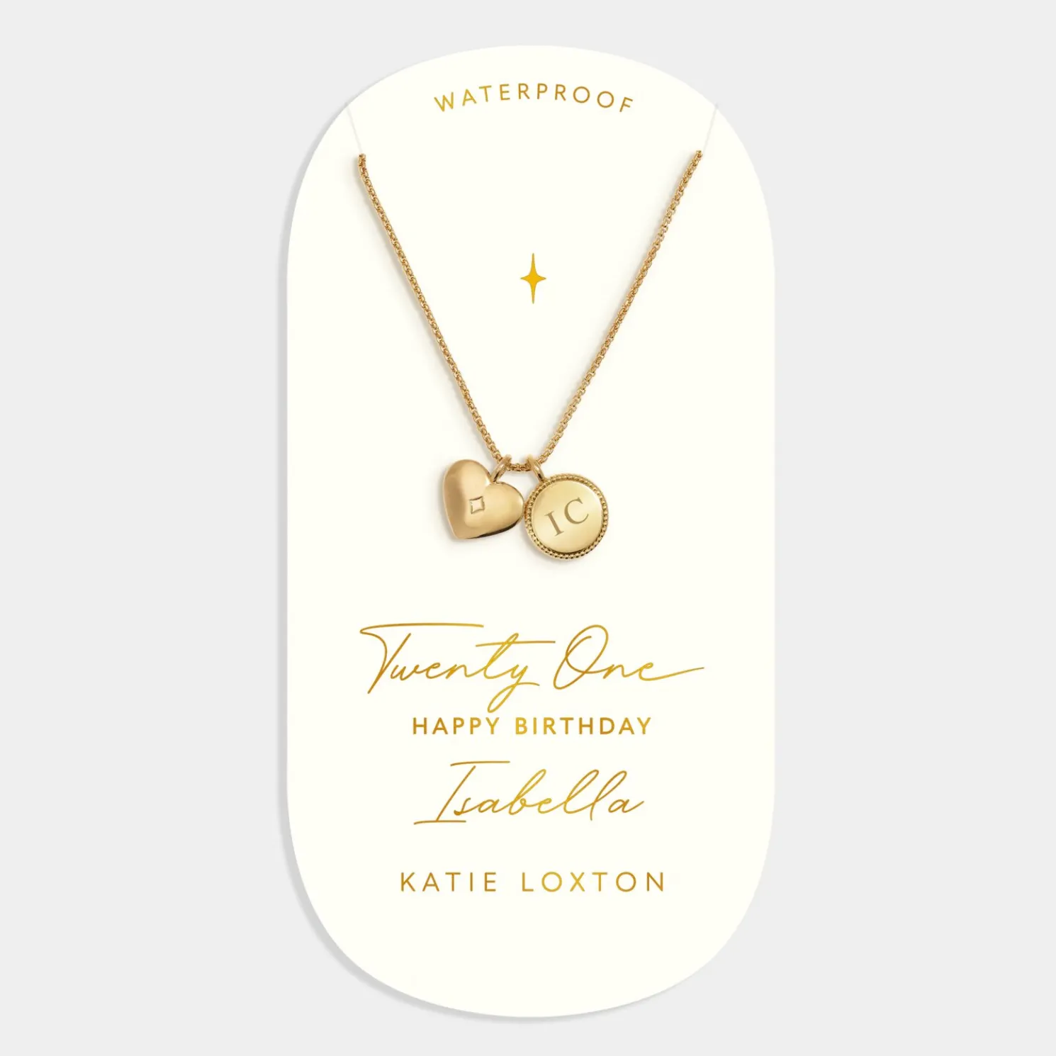 21st Birthday' Waterproof Gold Sentiment Necklace