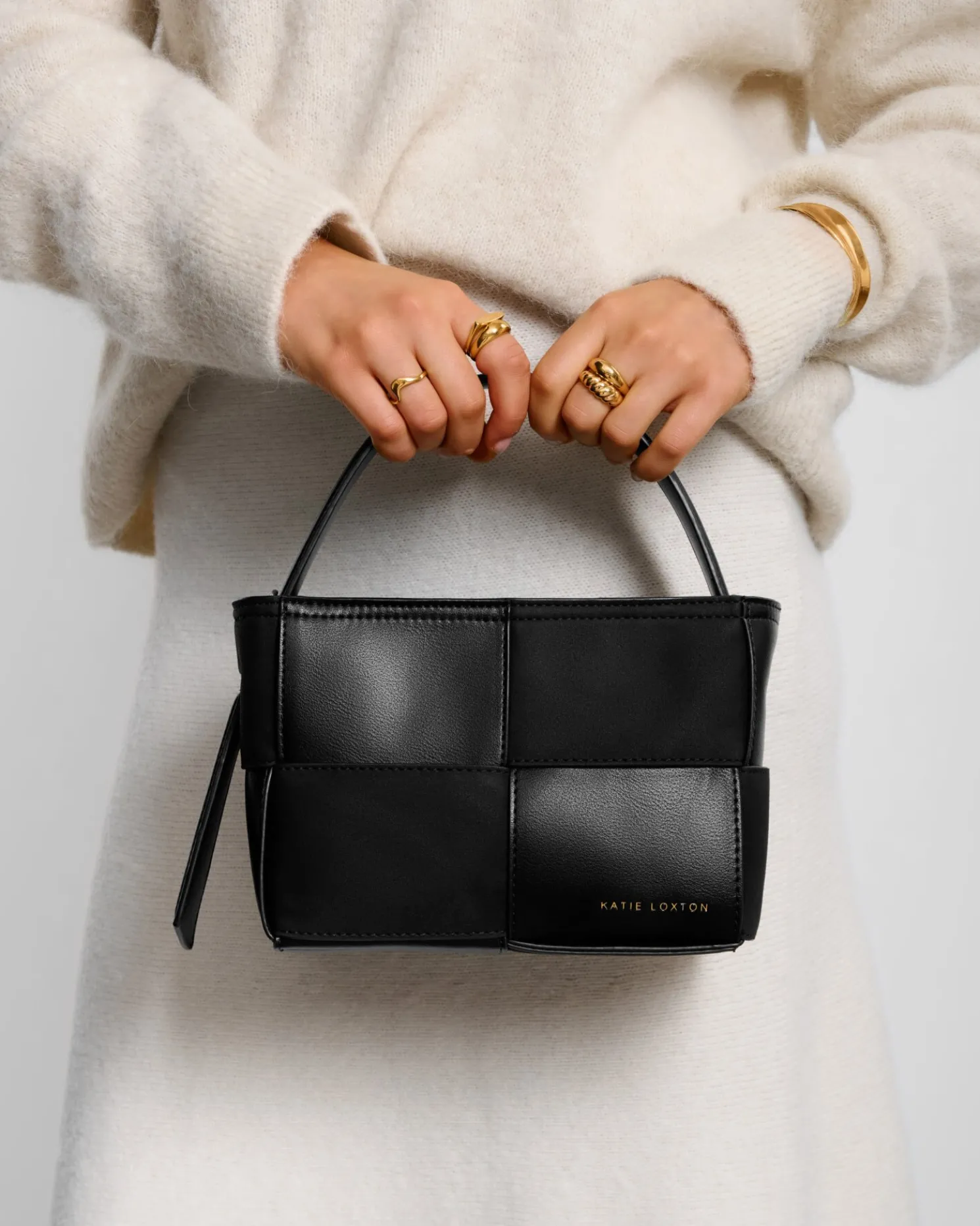 Taya Hand Woven Suedette Top Handle Bag