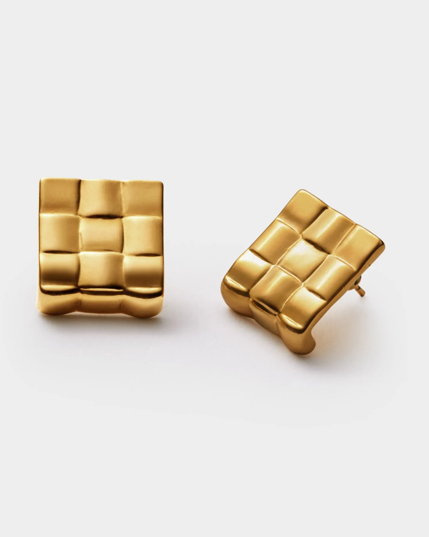 Taya Waterproof Gold Woven Oversized Stud Earrings