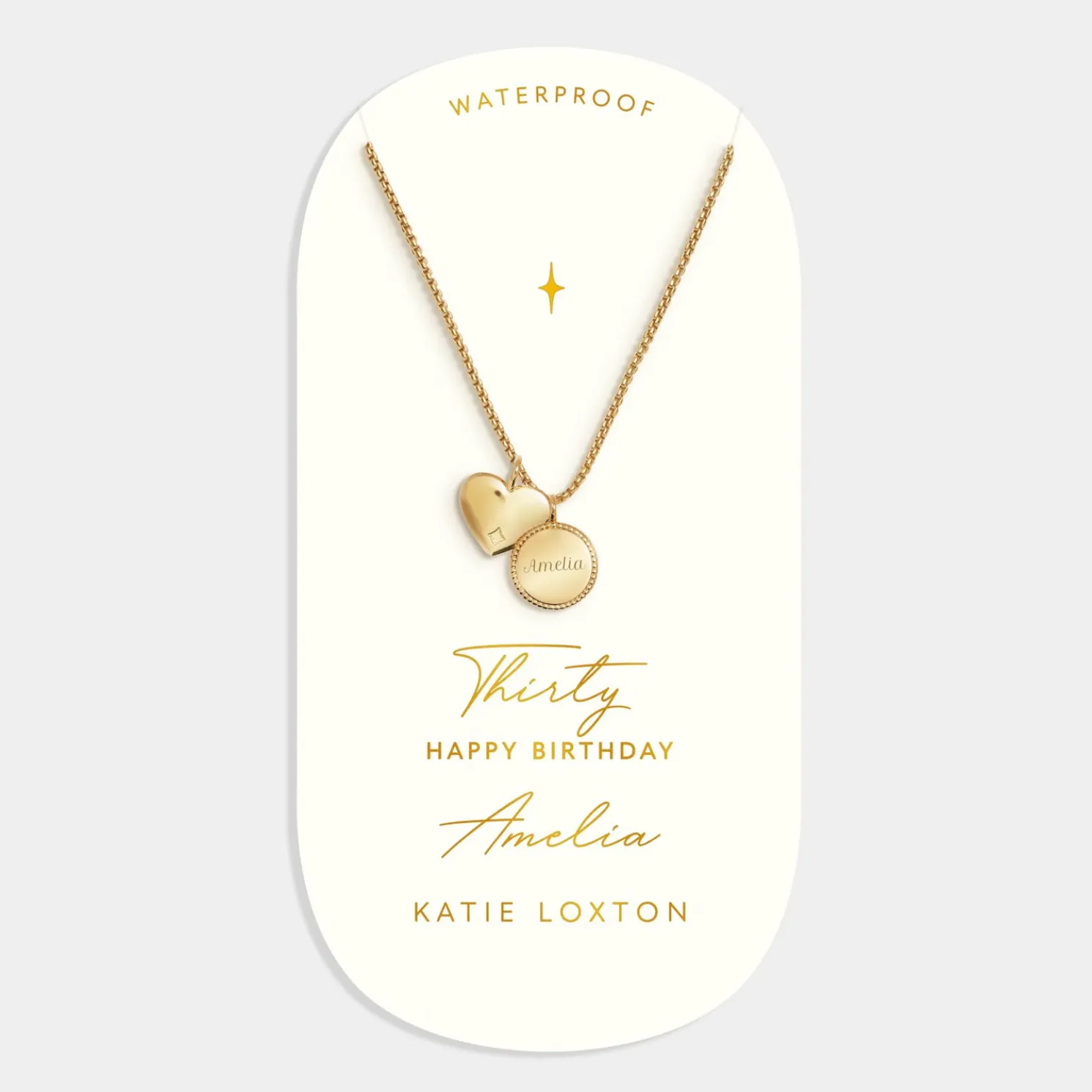 30th Birthday' Waterproof Gold Sentiment Necklace