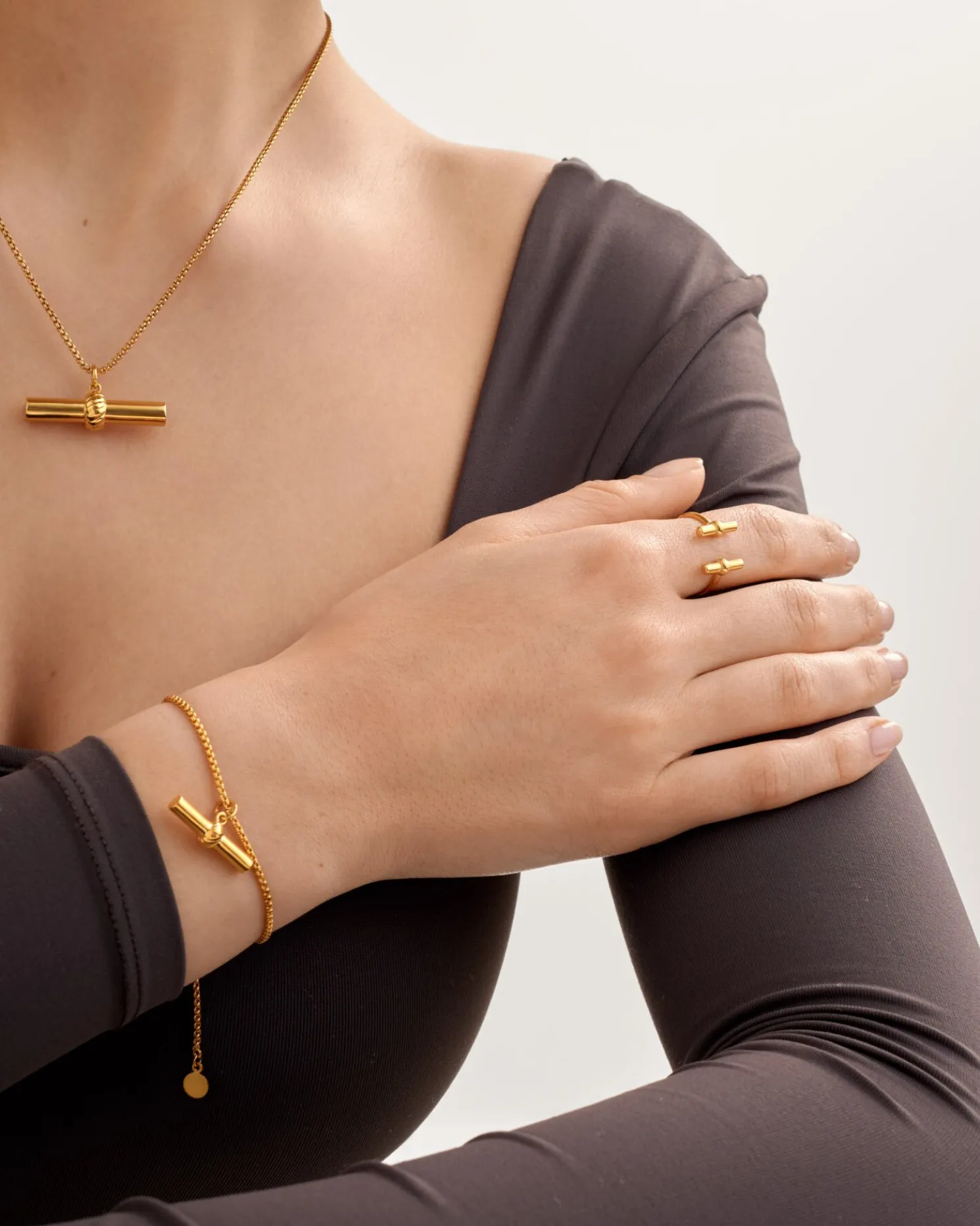 Themis Waterproof Gold T-Bar Bracelet