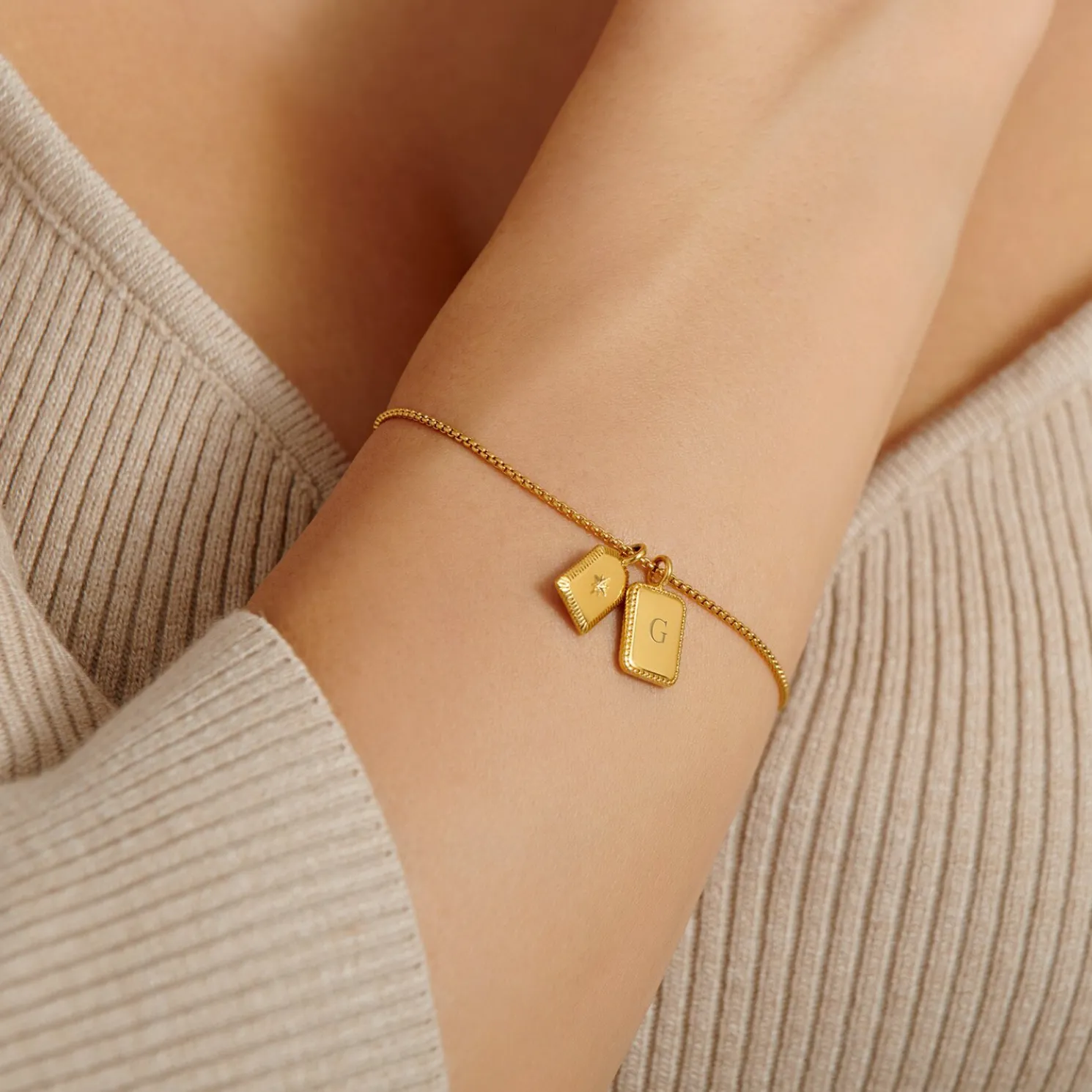 Treasured Friend' Waterproof Gold Charm Bracelet