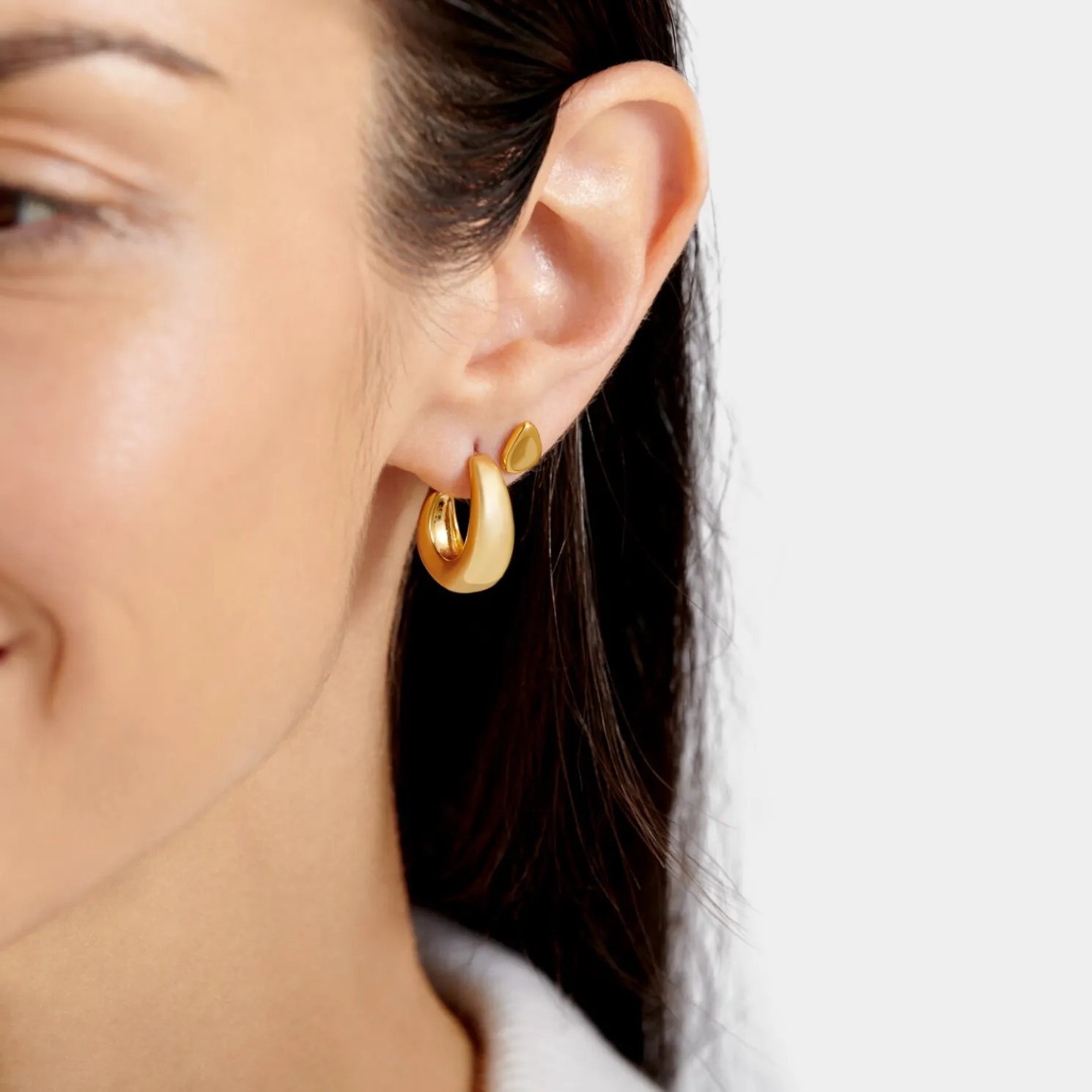 With Love' Waterproof Gold Dome Hoop Earrings