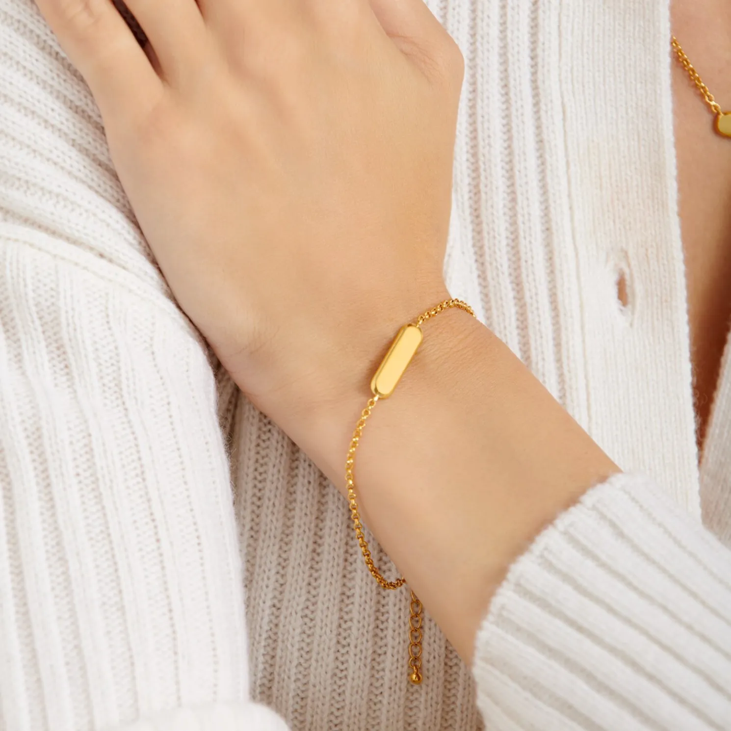 With Love' Waterproof Gold Signet Bracelet